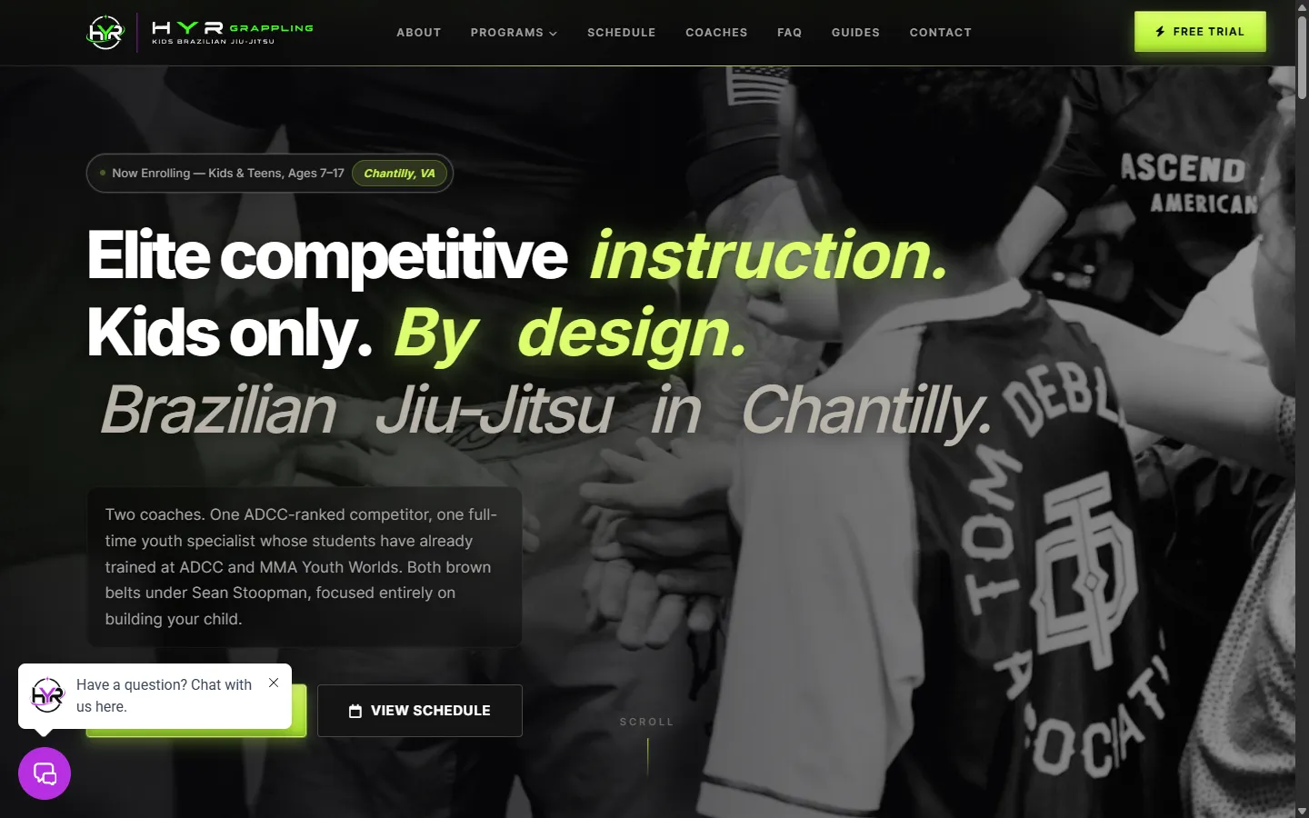 Screenshot of the HYR Grappling website